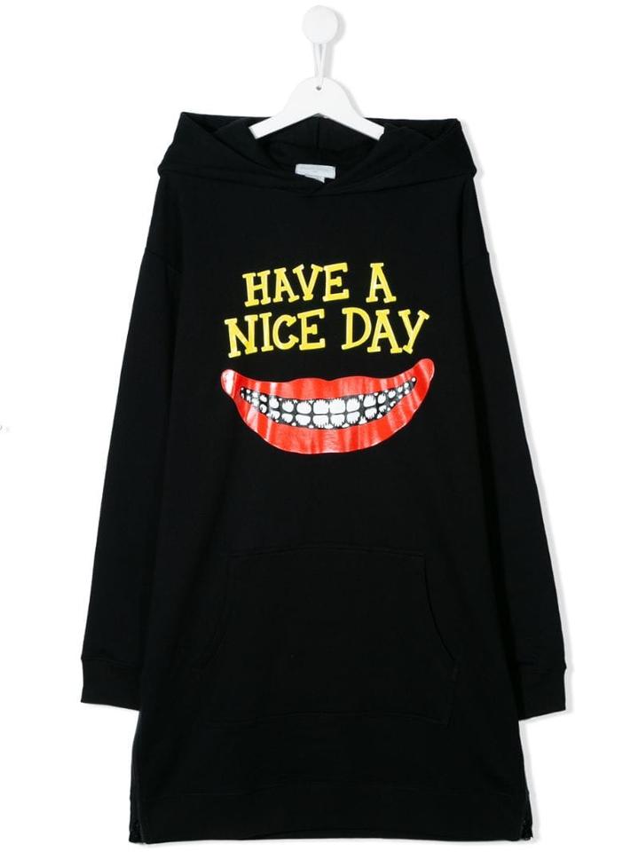 Stella Mccartney Kids Teen Have A Nice Day Hood Sweat Dress - Black