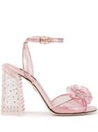 Dolce & Gabbana Keira Flower And Crystal Embellished Sandals - Pink