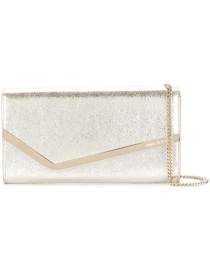 Jimmy Choo Champagne Emmie Leather Clutch Bag - Metallic