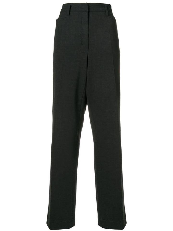 Prada Pre-owned High-waisted Cropped Trousers - Grey