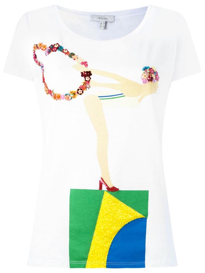 Isolda Embroidered T-shirt, Women's, Size: 42, White, Cotton