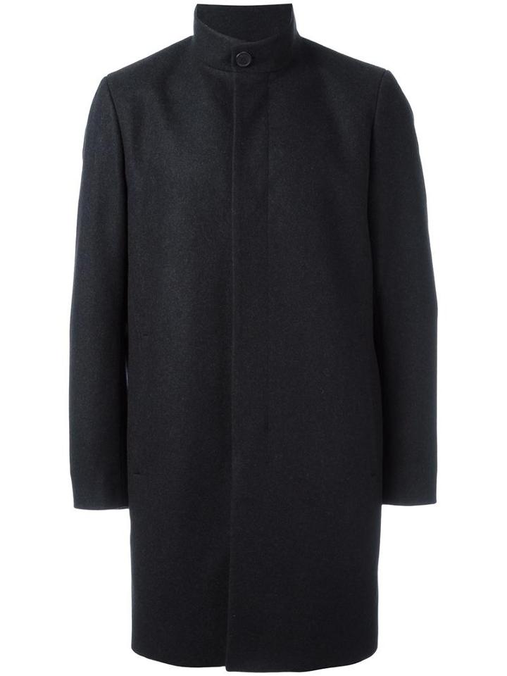 Theory Concealed Fastening Mid Coat, Men's, Size: Medium, Black, Polyester/cupro/cashmere/polyimide