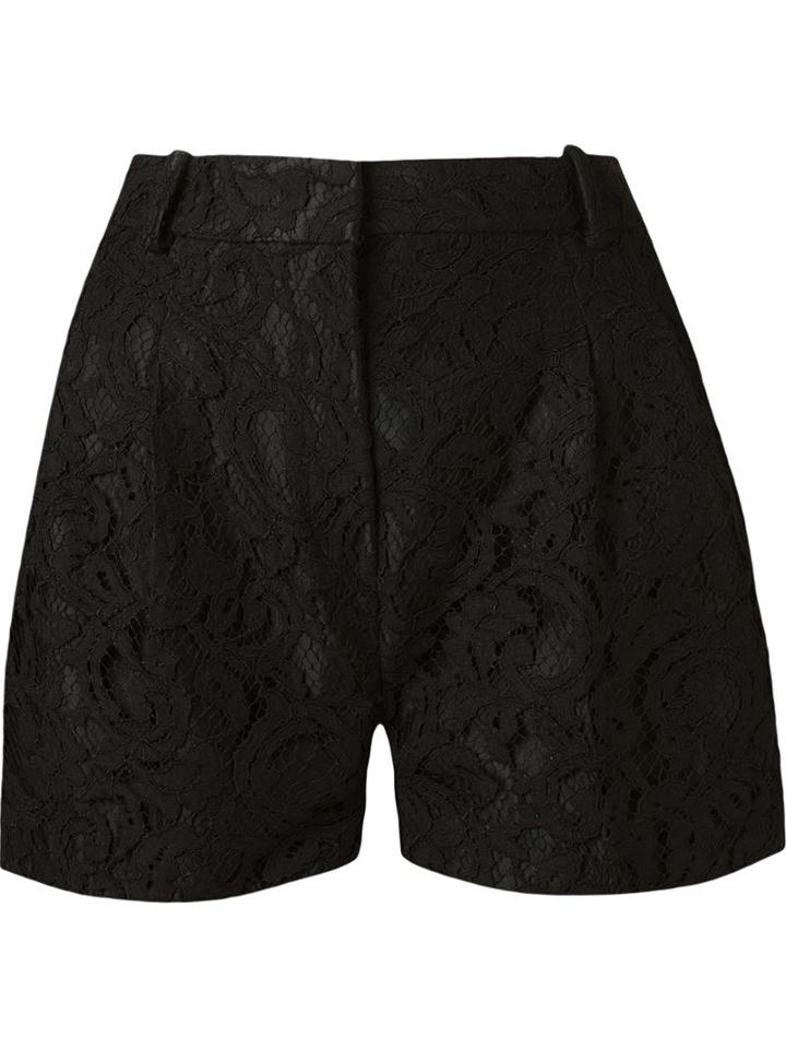 Martha Medeiros High Waist Marescot Lace Shorts, Women's, Size: 44, Black, Viscose/cotton