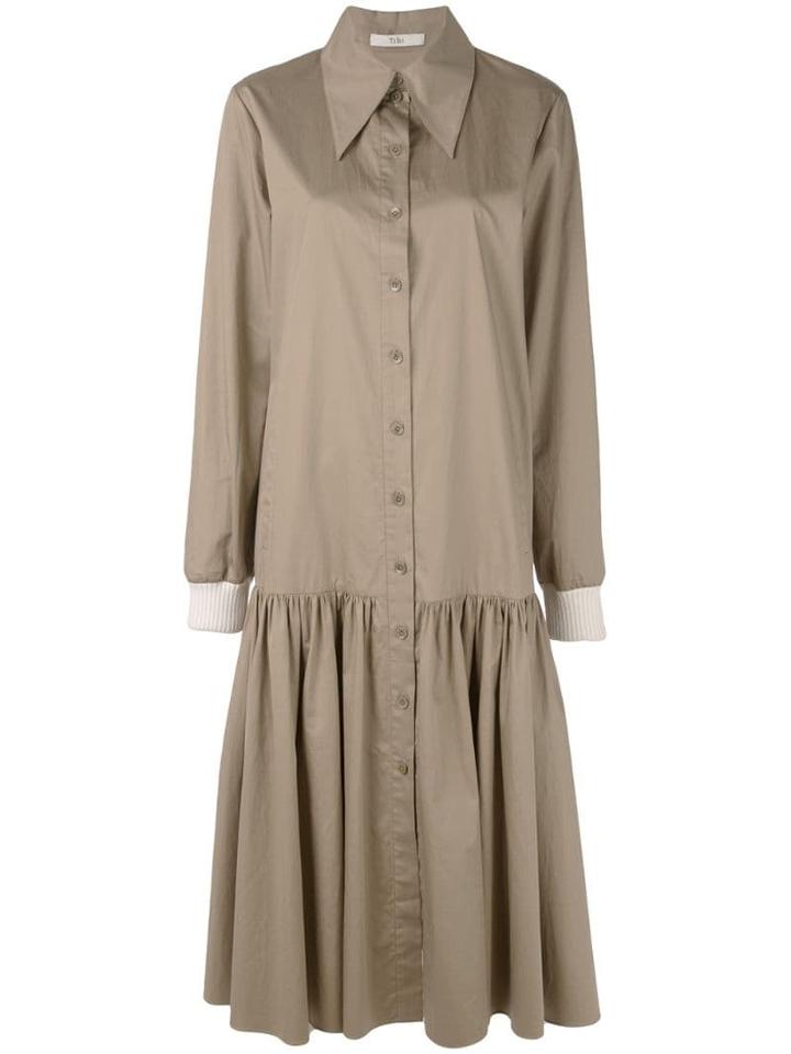 Tibi Tech Poplin Shirt Dress - White