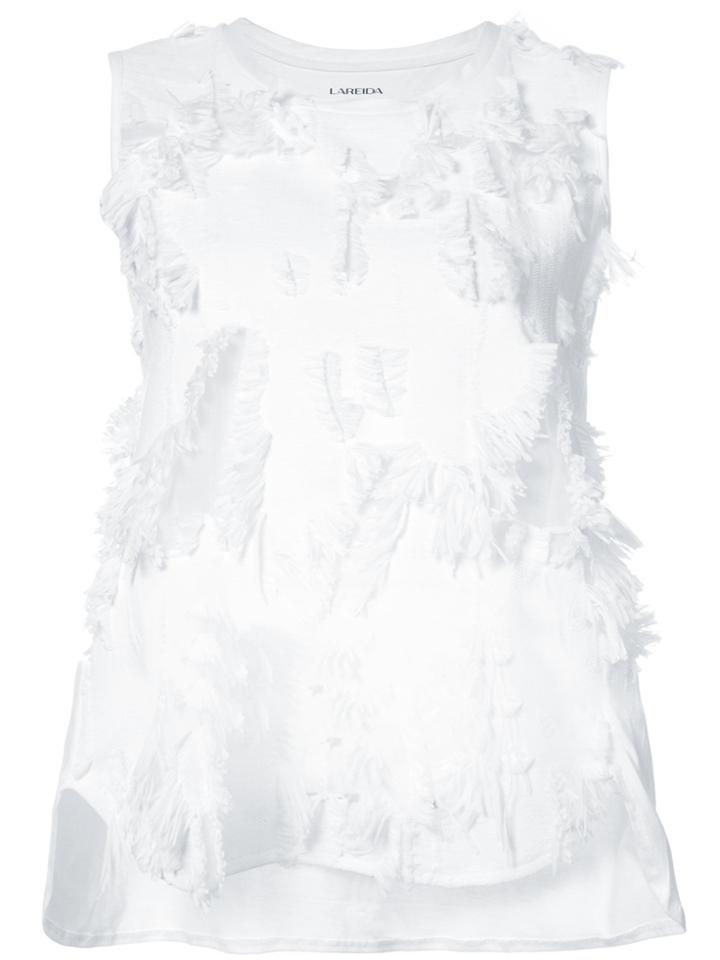 Lareida Distressed Front Sleeveless Top - White