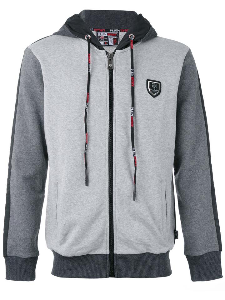 Plein Sport - Colour Blocked Zip Hoodie - Men - Cotton/polyester - L, Grey
