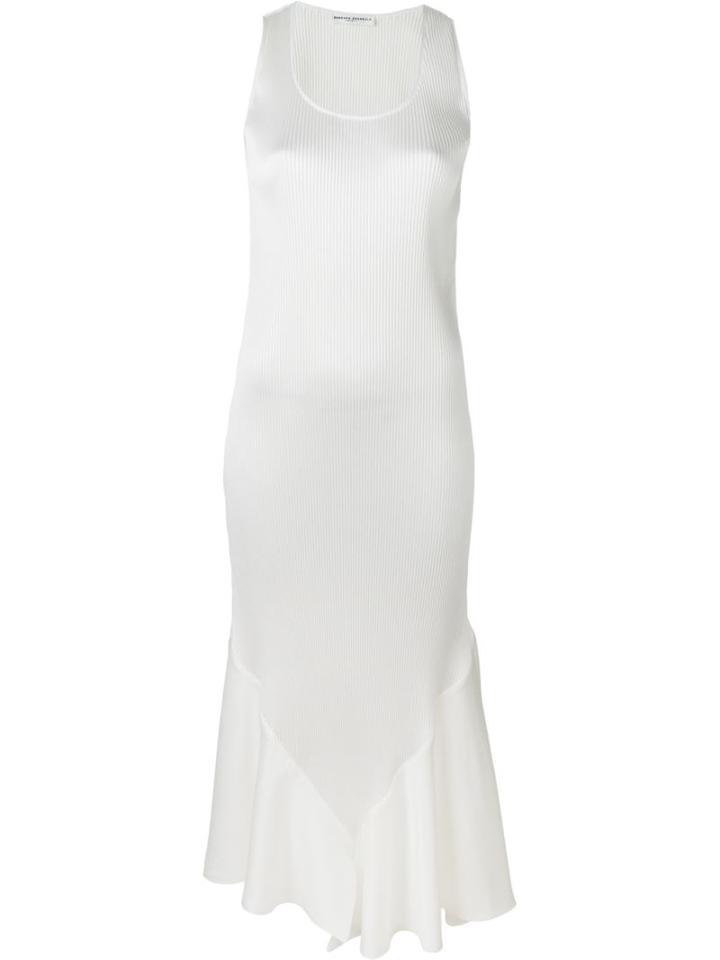 Barbara Casasola Flared Hem Midi Dress, Women's, Size: 38, White, Polyester/silk