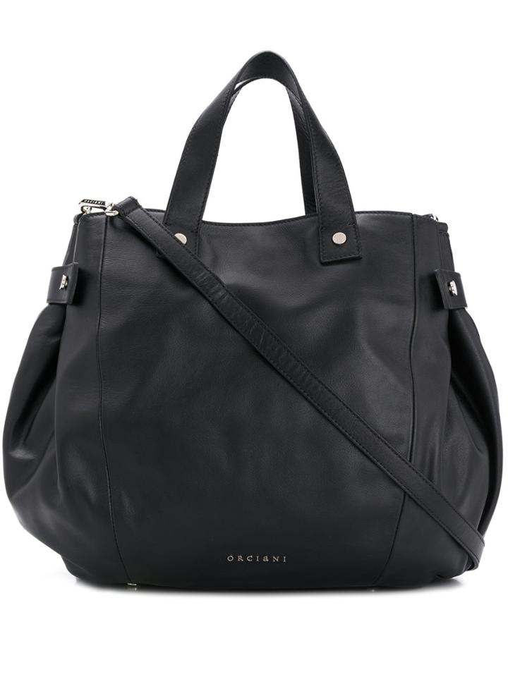 Orciani Snap-fastening Leather Tote - Black