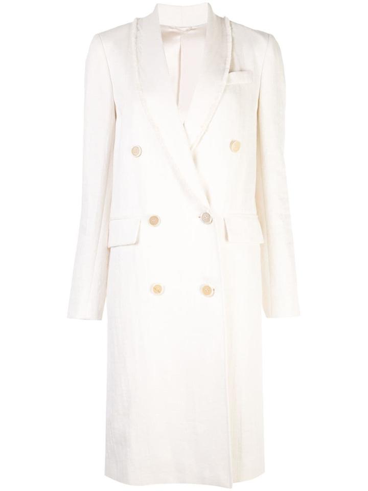 Brunello Cucinelli Double-breasted Fitted Coat - White