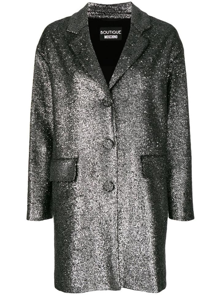 Boutique Moschino Sequin Embellished Coat - Metallic