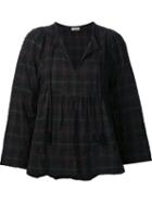 Masscob Three-quarters Sleeves Checked Blouse