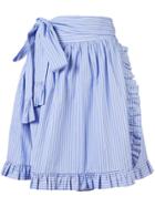Stella Mccartney Striped Ruffle-trimmed Skirt - Blue