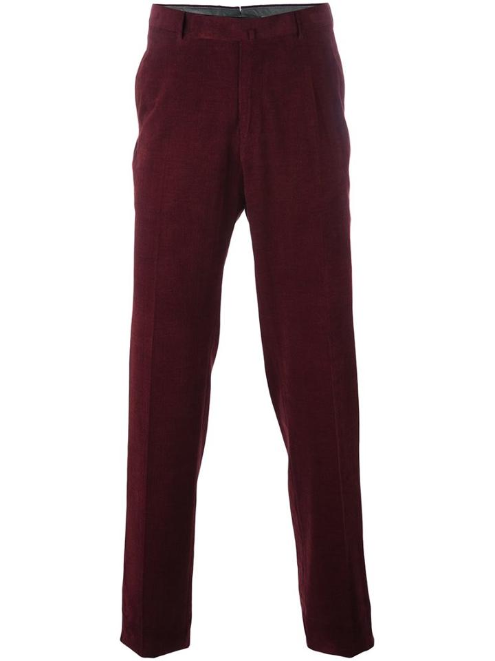Ermenegildo Zegna Tailored Trousers, Men's, Size: 52, Red, Cotton