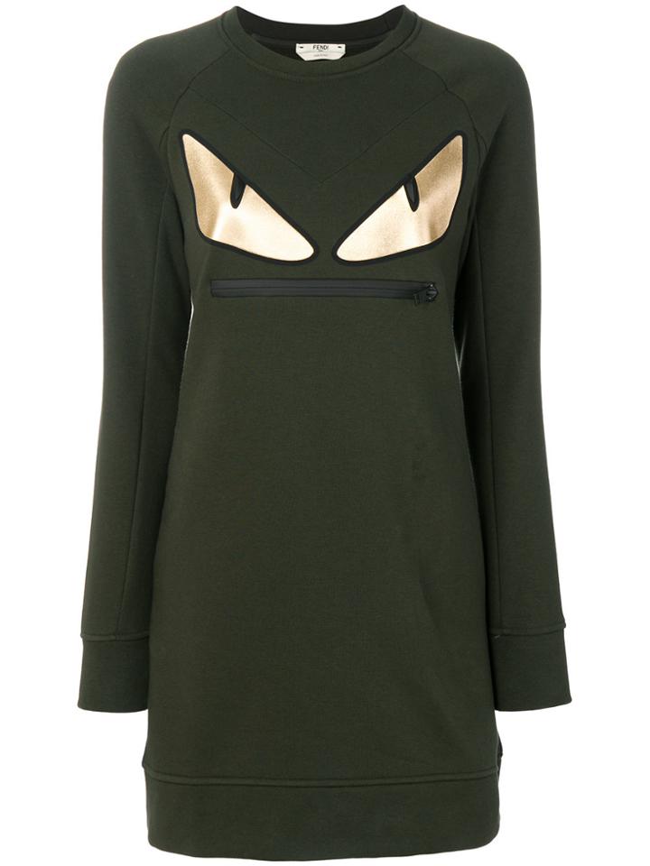Fendi Round Neck Sweatshirt Dress - Green