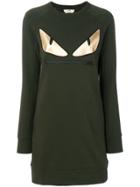 Fendi Round Neck Sweatshirt Dress - Green