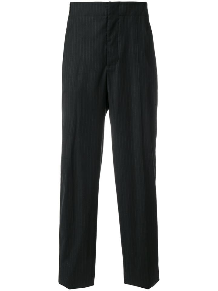 Cédric Charlier Pinstripe Trousers - Black