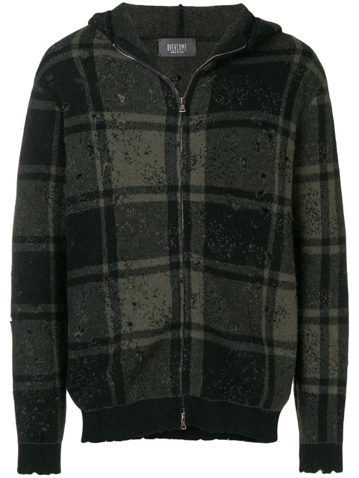 Overcome Check Zipped Hoodie - Black
