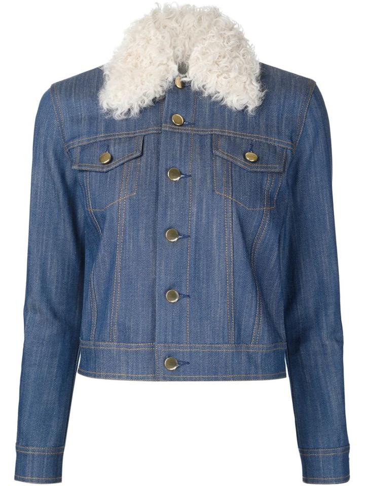 Derek Lam 10 Crosby Shearling Collar Denim Jacket