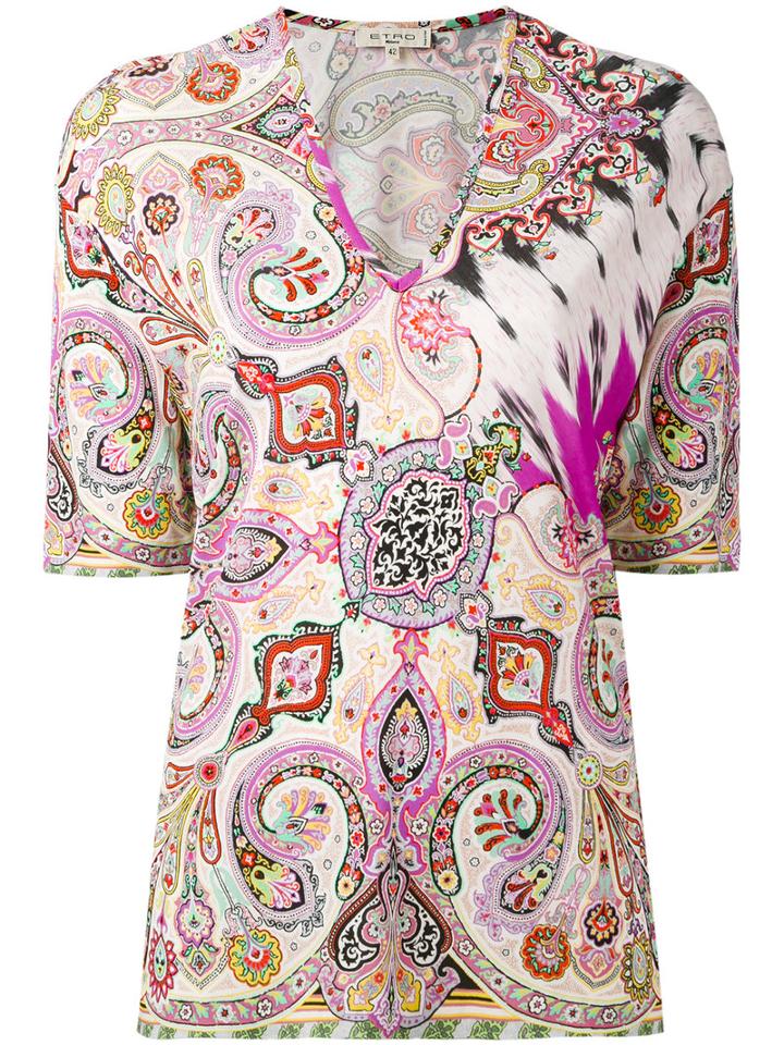Etro - Paisley Print T-shirt - Women - Viscose - 42, Pink/purple, Viscose