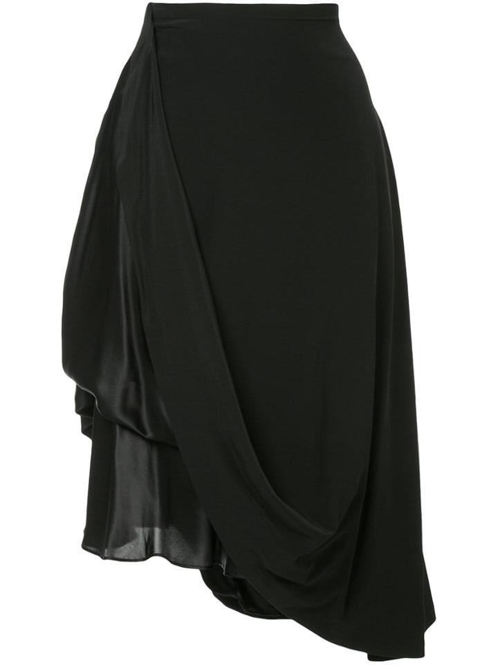 Nehera Spiska Bi-material Asymmetric Skirt - Black