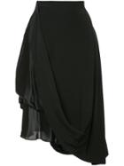 Nehera Spiska Bi-material Asymmetric Skirt - Black