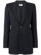 Saint Laurent Two-button Blazer, Women's, Size: 40, Black, Virgin Wool/cotton/silk