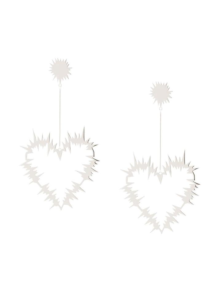 Karen Walker Electric Heart Drop Earrings - Silver