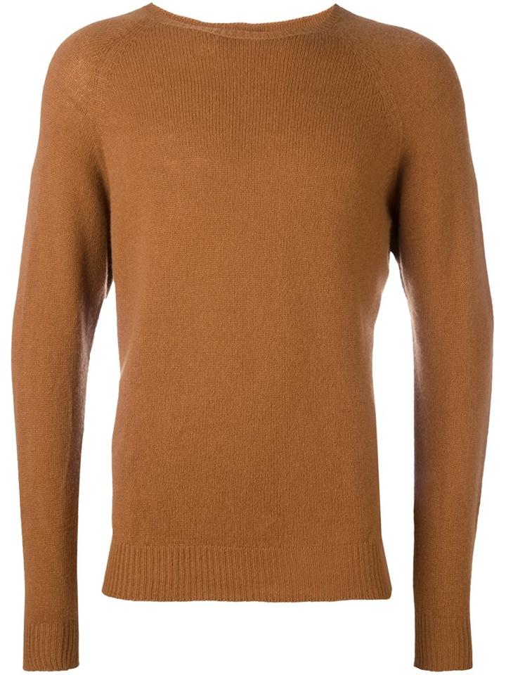 Barena Crew Neck Jumper, Men's, Size: Xl, Brown, Cashmere/virgin Wool