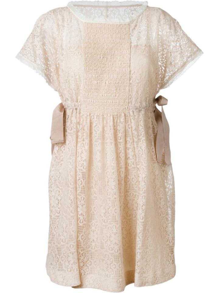 Red Valentino Side Tie Lace Dress, Women's, Size: 40, Pink/purple, Cotton/polyamide/viscose/polyester