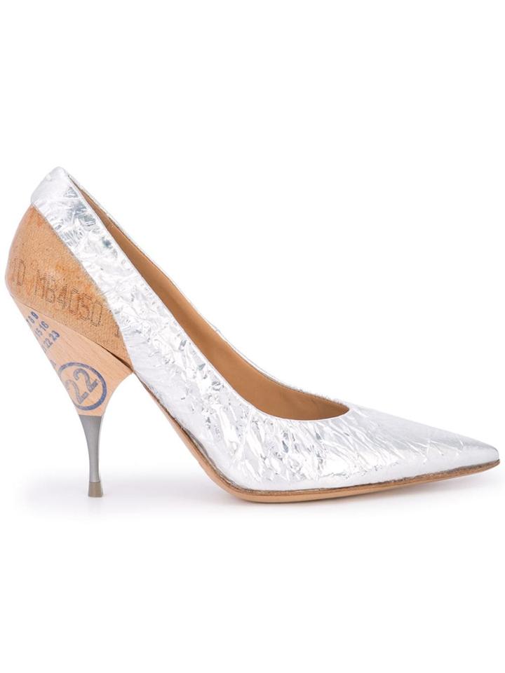 Maison Margiela Foil And Wood Pumps - Silver