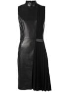 Mugler Leather Panel Dress, Women's, Size: 40, Black, Lamb Skin/polyester/viscose