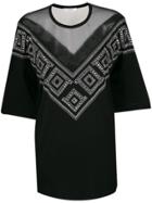Versace Collection Sheer Embellished Blouse - Black