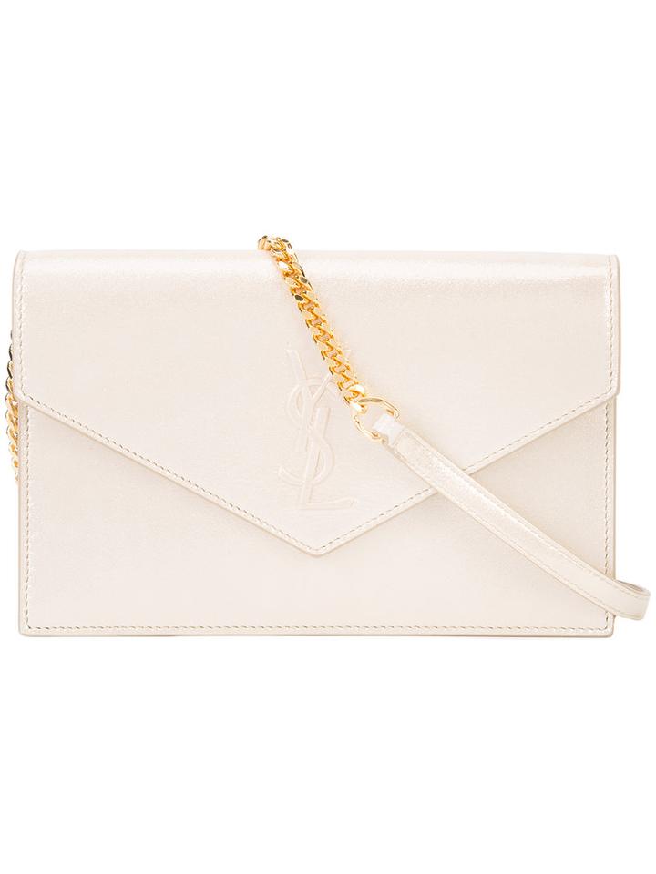 Saint Laurent Envelope Clutch Bag, Women's, Grey, Leather