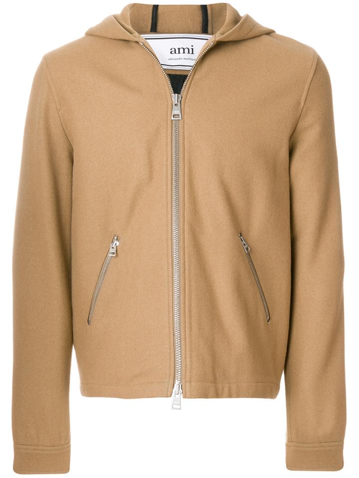 Ami Alexandre Mattiussi Zipped Hooded Jacket - Nude & Neutrals