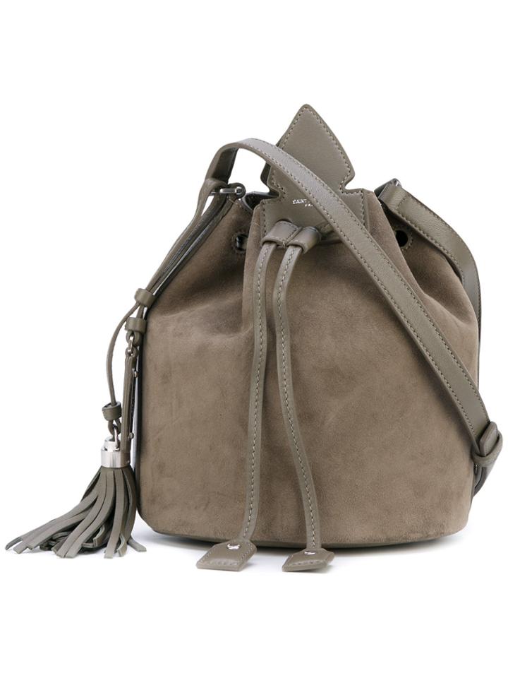 Saint Laurent Small Anja Tassel Bucket Bag - Grey