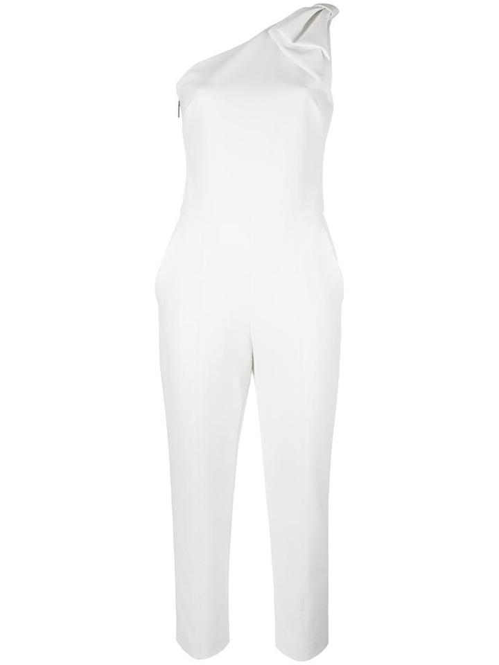 Msgm Bow Detail Jumpsuit, Women's, Size: 38, White, Cotton/polyamide/spandex/elastane