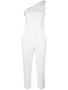 Msgm Bow Detail Jumpsuit, Women's, Size: 38, White, Cotton/polyamide/spandex/elastane