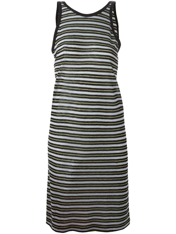 T By Alexander Wang Striped Tank Dress, Women's, Size: M, Black, Rayon/linen/flax