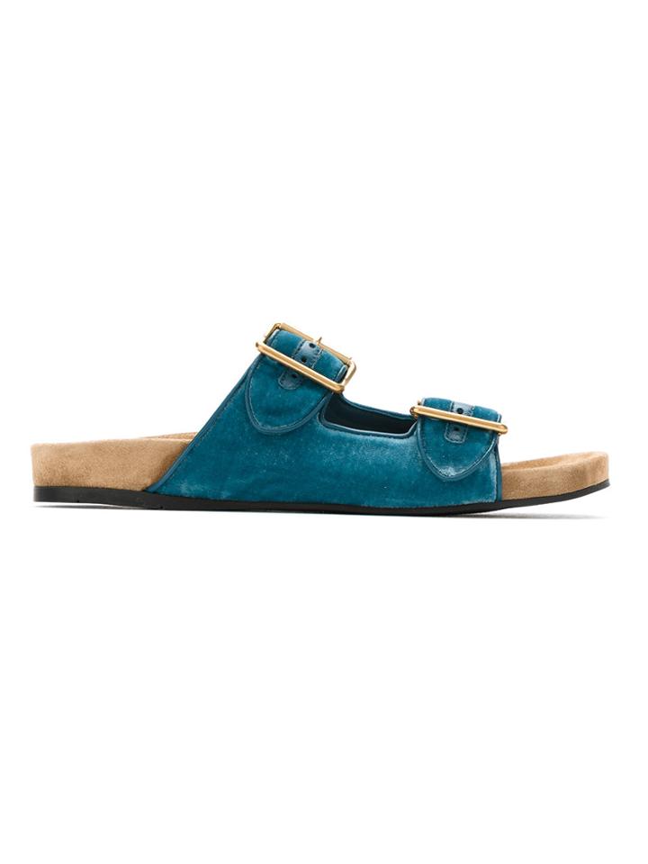 Prada Buckle Slip-on Sandals - Blue