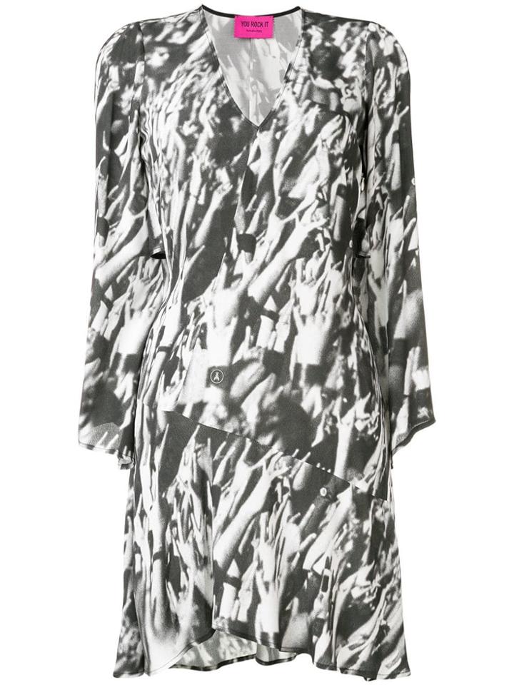 Patrizia Pepe Printed V-neck Dress - Grey