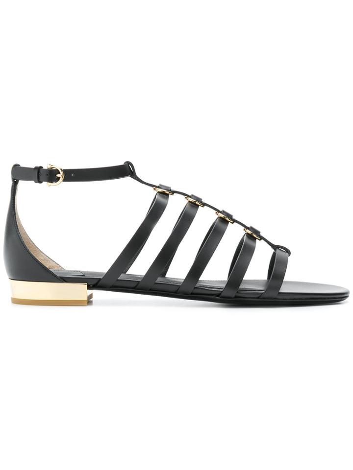 Salvatore Ferragamo Gancio Caged Sandals - Black