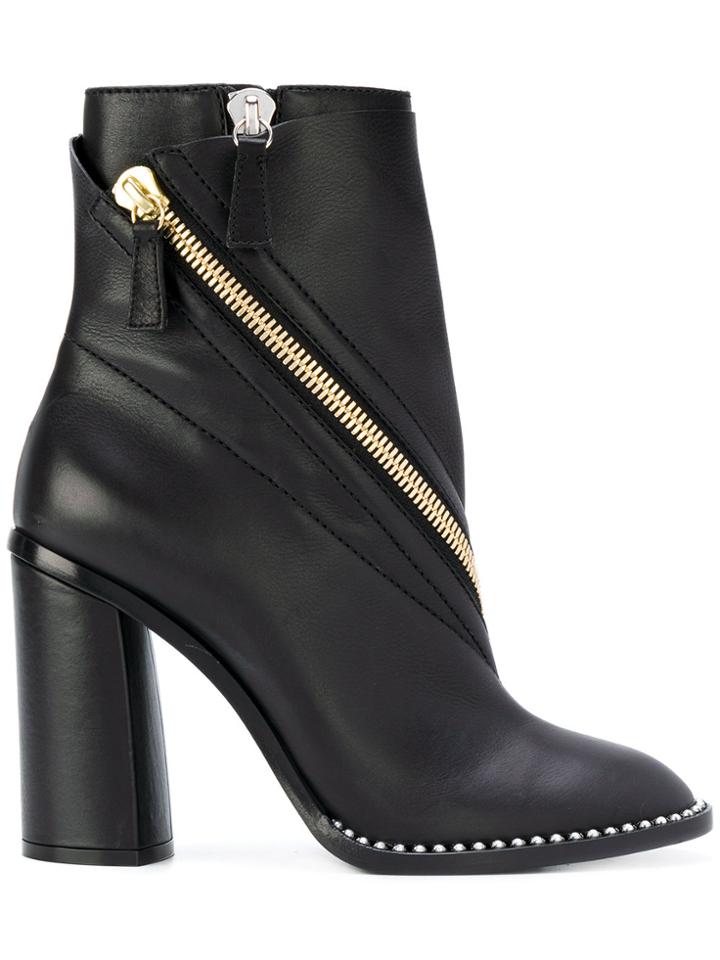 Casadei Zip-embellished Ankle Boots - Black