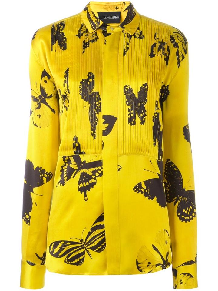 Michel Klein 'butterfly' Print Shirt, Women's, Size: 36, Yellow/orange, Silk