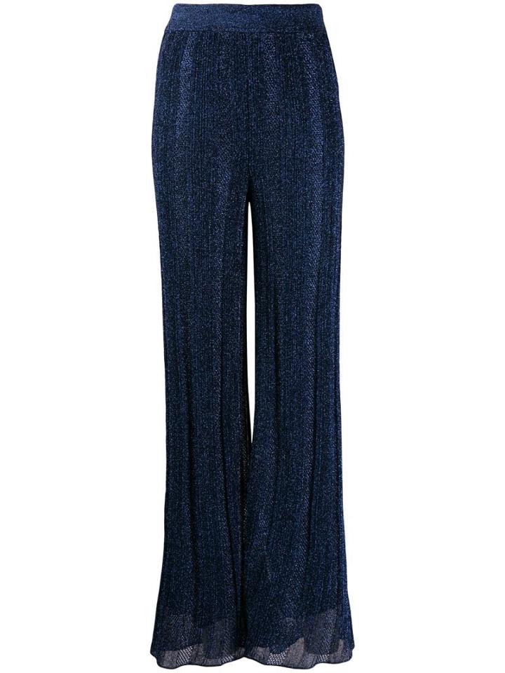 M Missoni Metallic Wide-leg Trousers - Blue