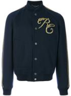 Roberto Cavalli - Embroidered Varsity Jacket - Men - Cotton/nylon/polyester/metallized Polyester - 48, Blue, Cotton/nylon/polyester/metallized Polyester