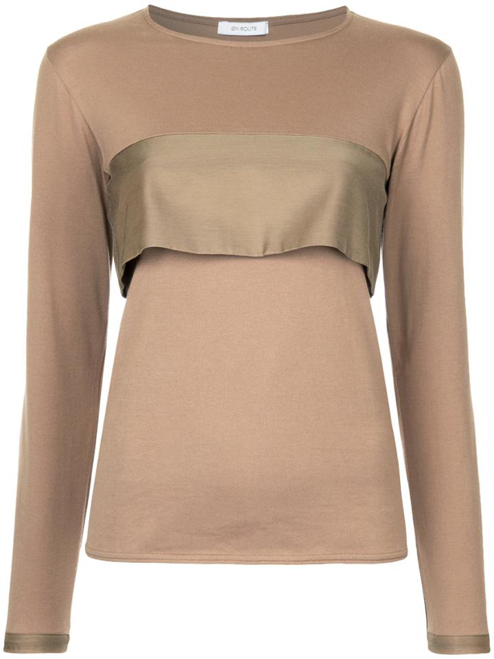 En Route Frilled Top - Brown