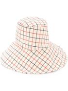 Maison Michel Grid Pattern Hat - White