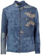 By Walid Embroidered Zipped Jacket, Men's, Size: Medium, Blue, Cotton