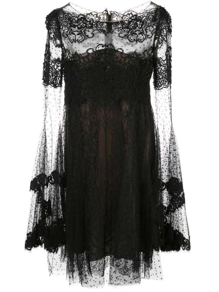 Marchesa Lace Mini Dress - Black