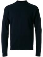 Fendi High Neck Sweater With Logo Patch - Blue